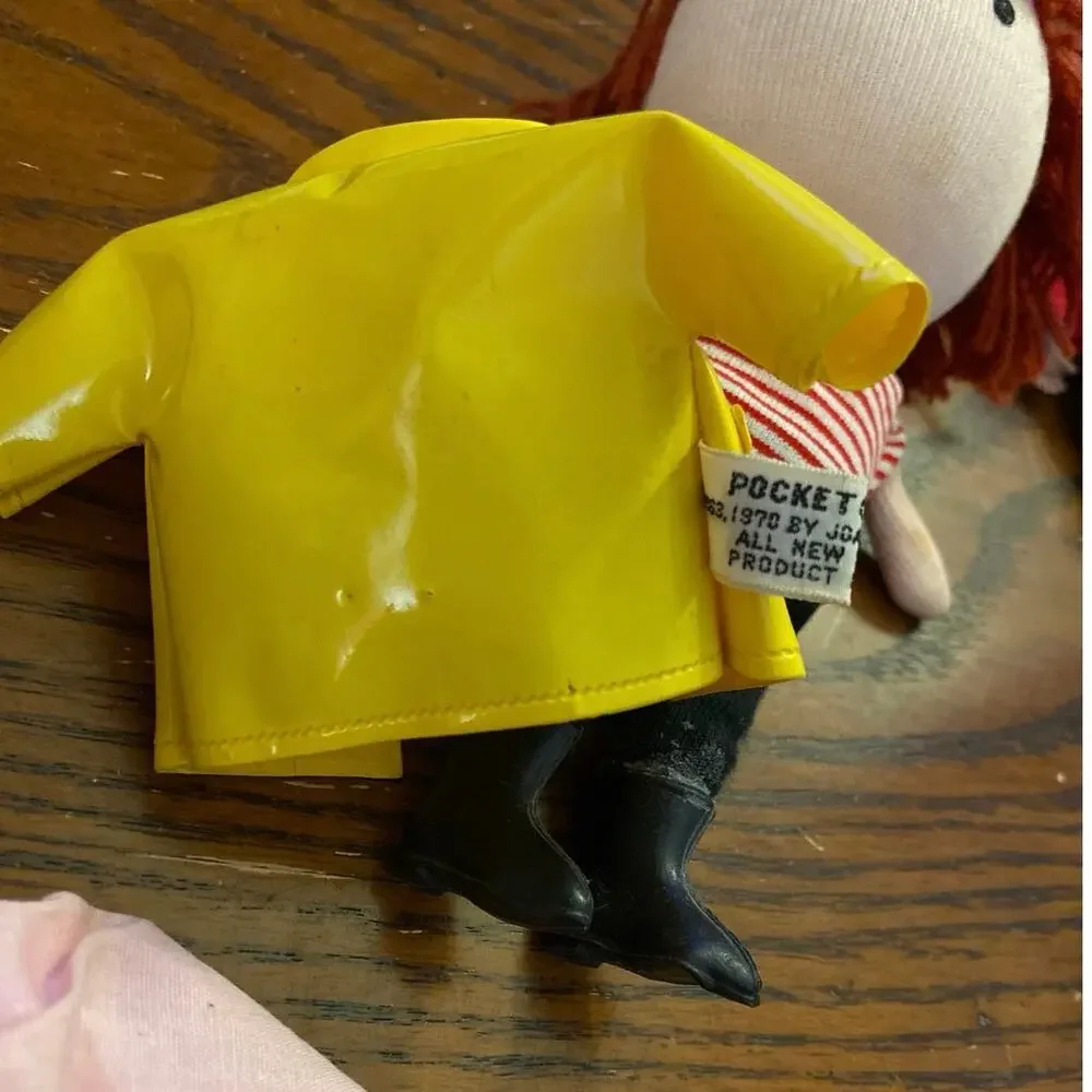 VTG JOAN WALSH ANGLUND Cloth Pocket Doll SLEEPYTIME Girl Raincoat Boy Pair Dolly